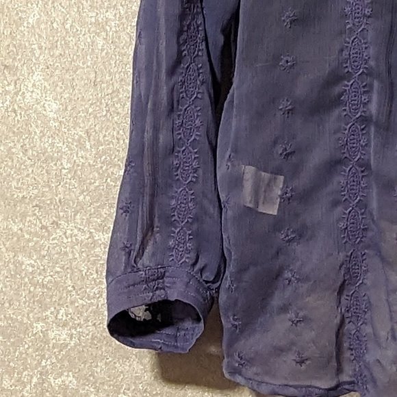 Democracy Blue Embroidered Sheer Blouse EUC - Picture 10 of 13